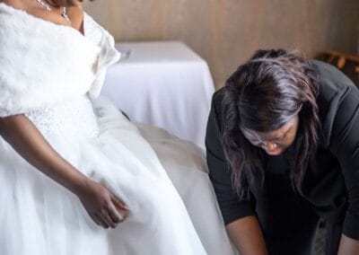 Elegant bride getting ready for wedding at Zolana Weddings venue.